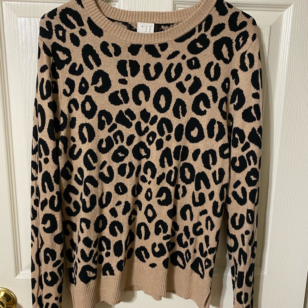 A New Day Leopard Print Crew Neck Sweater